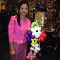 Balloon twisting in Thai restaurant