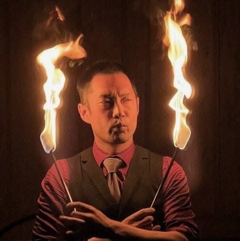 Fire entertainer performing at an event